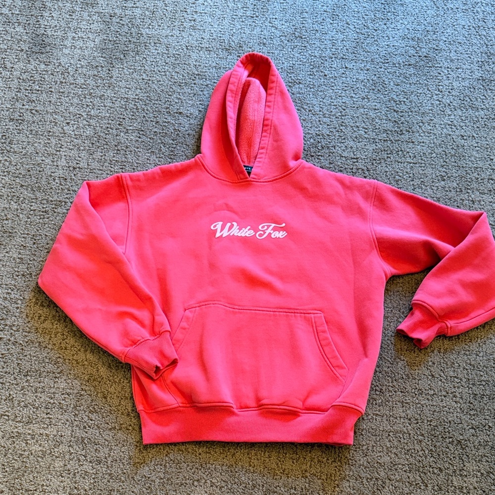 White Fox red Logo Hoodie